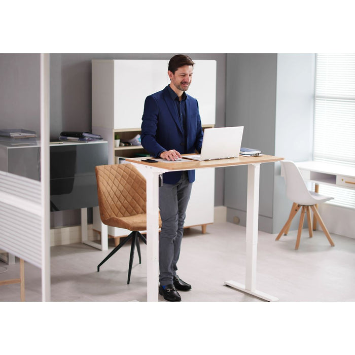 Dellonda Single Motor  Adjustable-Height Electric Sit/Stand Desk - Oak Desktop