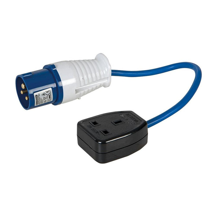 Powermaster 16A-13A Fly Lead Converter 16A Plug to 13A Socket PowerMaster - Town Tools 