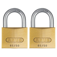 Abus Mechanical 65/50mm Brass Padlock Twin Pack Carded