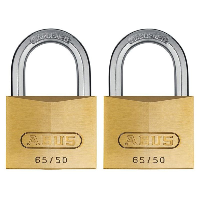 Abus Mechanical 65/50mm Brass Padlock Twin Pack Carded ABUS Mechanical - Town Tools