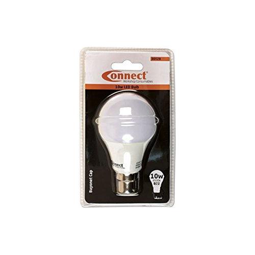 Connect 10W LED Bulb 6500K B22 Bayonet Fitting Cold White 1pc 30528 Tool Connection - Town Tools 