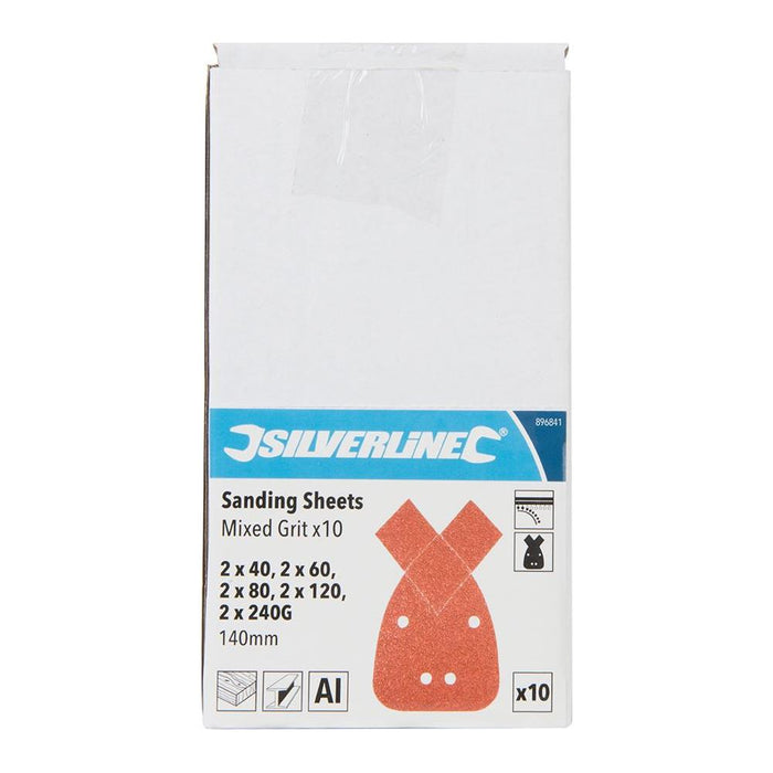 Silverline Hook & Loop Detail Sander Sheets & Tips 140mm 10pk Silverline - Town Tools 