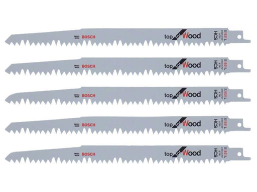 Bosch Powertool Accessories S 1531 L Top for Wood Reciprocating Saw Blade 240mm 5 TPI Pack of 5 Bosch Powertool Accessories - Town Tools
