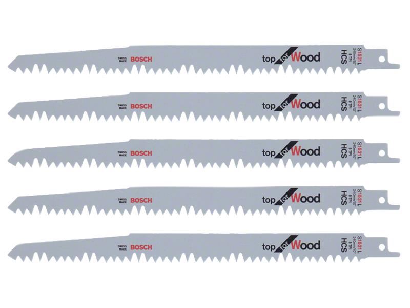 Bosch Powertool Accessories S 1531 L Top for Wood Reciprocating Saw Blade 240mm 5 TPI Pack of 5 Bosch Powertool Accessories - Town Tools