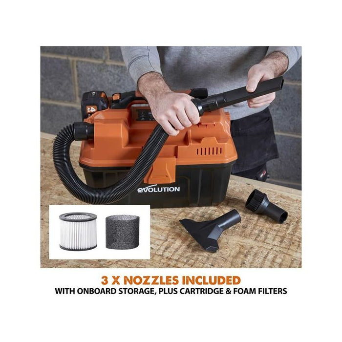 Evolution R11VAC-Li EXT Wet & Dry Vacuum Cleaner 18V 1 x 4.0Ah Li-ion Evolution - Town Tools