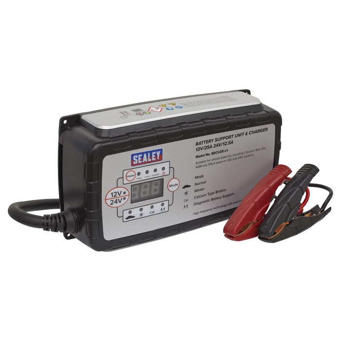 Sealey Battery Support Unit & Charger 12V-25A/24V-12.5A BSCU25