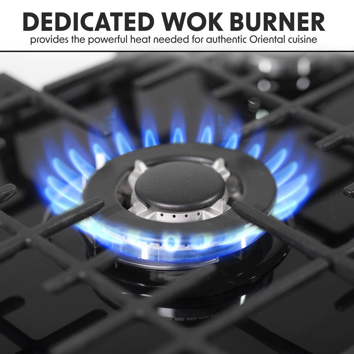 Baridi Gas Hob with 5 Cooking Zones 70cm - Black DH228 Baridi - Town Tools 