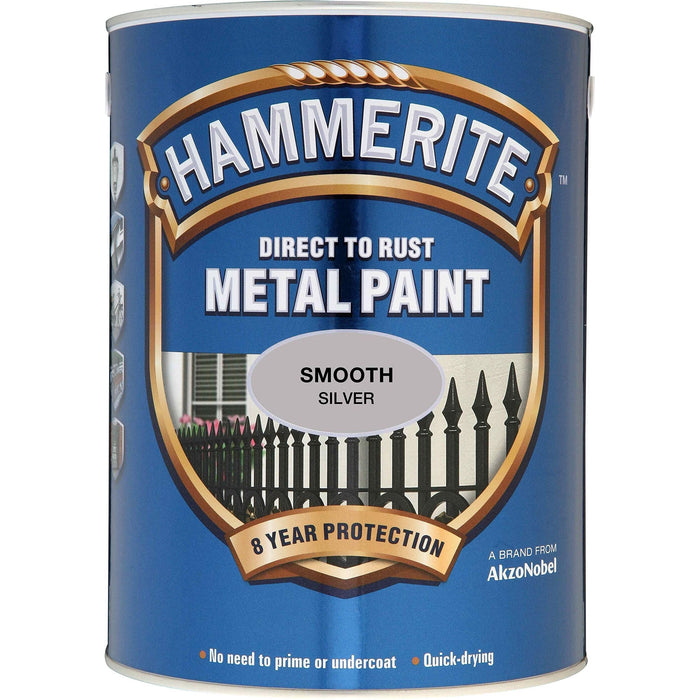 Hammerite Direct To Rust Metal Paint - Smooth Silver - 2.5 Litre Hammerite - Town Tools 