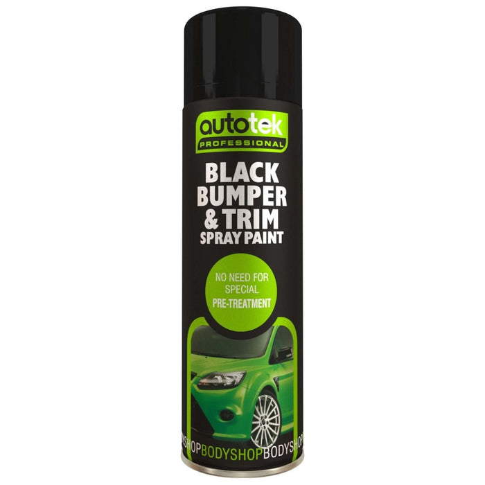 Autotek Professional Black Bumper And Trim 500ml Spray Paint High Coverage