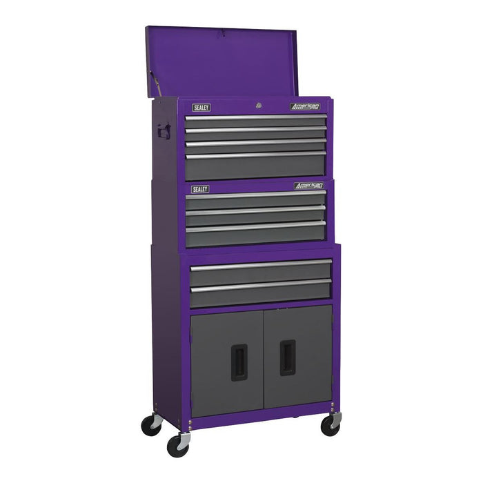 Sealey Topchest Mid-Box & Rollcab 9 Drawer Stack Purple AP2200BBCPSTACK Sealey - Town Tools 