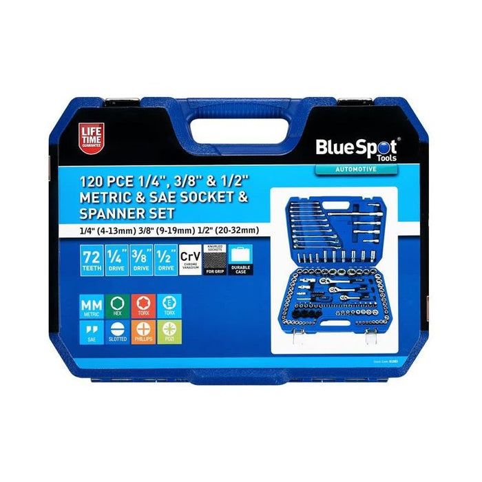 Bluespot Tools 1/2in, 3/8in & 1/4in Metric Socket Set, 120 Piece BlueSpot Tools - Town Tools
