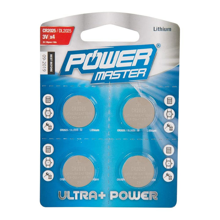 Powermaster Lithium Button Cell Battery CR2025 4pk CR2025 PowerMaster - Town Tools 