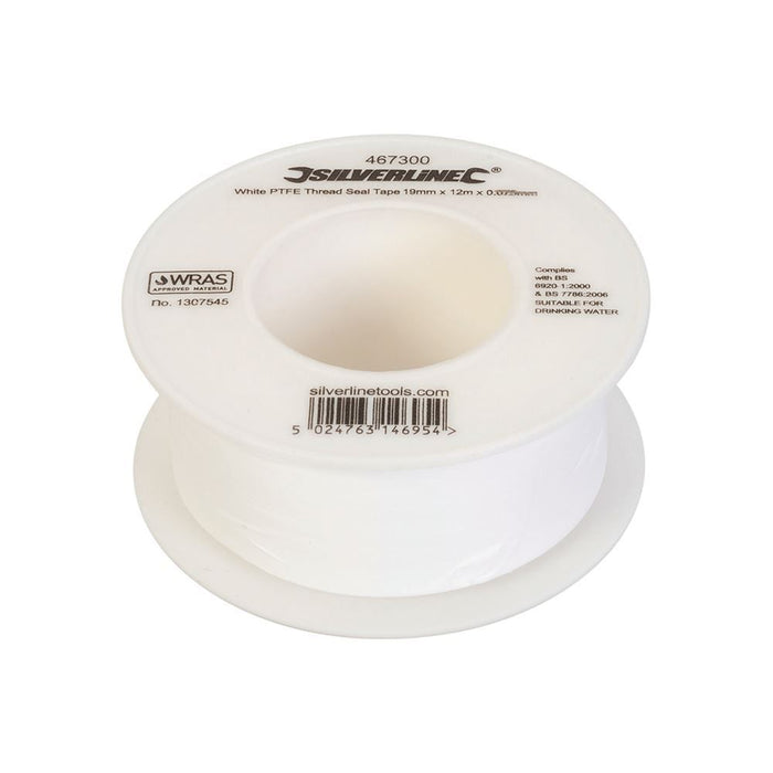 Silverline White PTFE Thread Seal Tape 10pk 19mm x 12m Silverline - Town Tools 