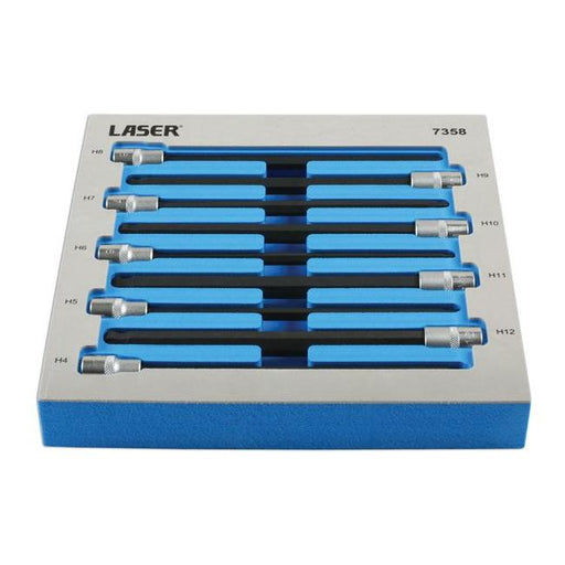 Laser Extra Long Ball End Hex Socket Bit Set  3/8"D 9pc 7358 Laser - Town Tools 