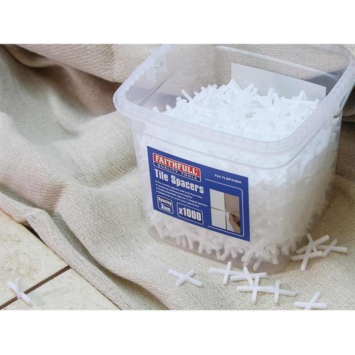 Faithfull Tile Spacer Long Leg 3mm (Tub 1000) Faithfull - Town Tools