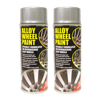 2X E-Tech Car Alloy Wheel Spray Paint METALLIC SILVER 400ml Can Chip Resistant