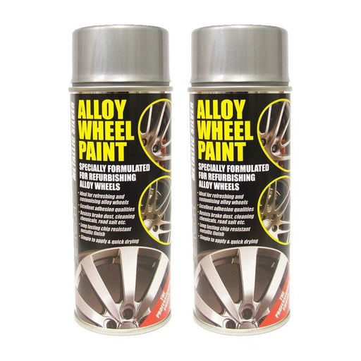 2X E-Tech Car Alloy Wheel Spray Paint METALLIC SILVER 400ml Can Chip Resistant E-Tech - Town Tools 