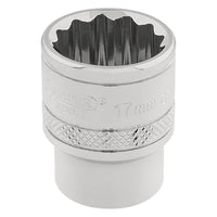 Draper HI-TORQ 12 Point Socket, 3/8" Sq. Dr., 17mm 32781