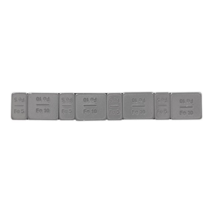 Sealey Wheel Weight 5 & 10g Adhesive Zinc Plated Plastic Coated Strip of 8 (4 x Sealey - Town Tools 