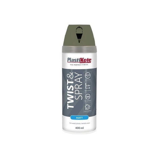 Plastikote Twist & Spray Matt 400ml Olive Green PlastiKote - Town Tools