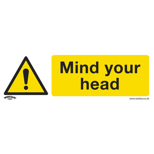 Sealey Warning Safety Sign Mind Your Head Self-Adhesive Vinyl SS39V1 Sealey - Town Tools 