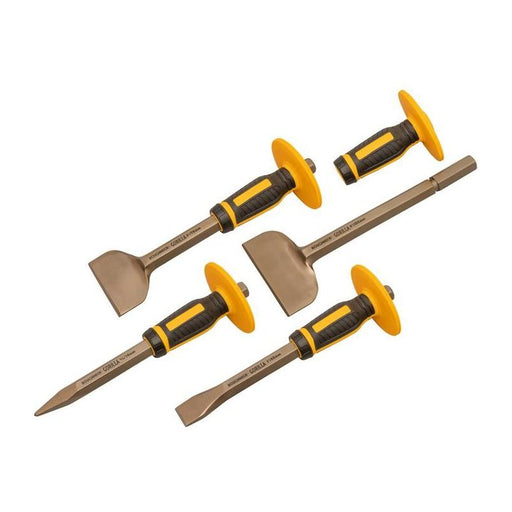 Roughneck Bolster & Chisel Set with Non-Slip Guards, 4 Piece Roughneck - Town Tools