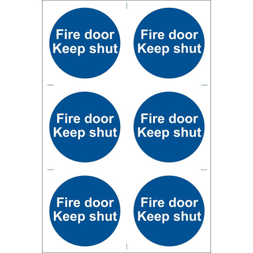 Draper Fire Door Keep Shut' Mandatory Sign (Pack of 6) 72112 Draper - Town Tools 