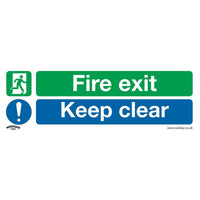 Sealey Safe Conditions Safety Sign Fire Exit Keep Clear (Large) Rigid Plastic