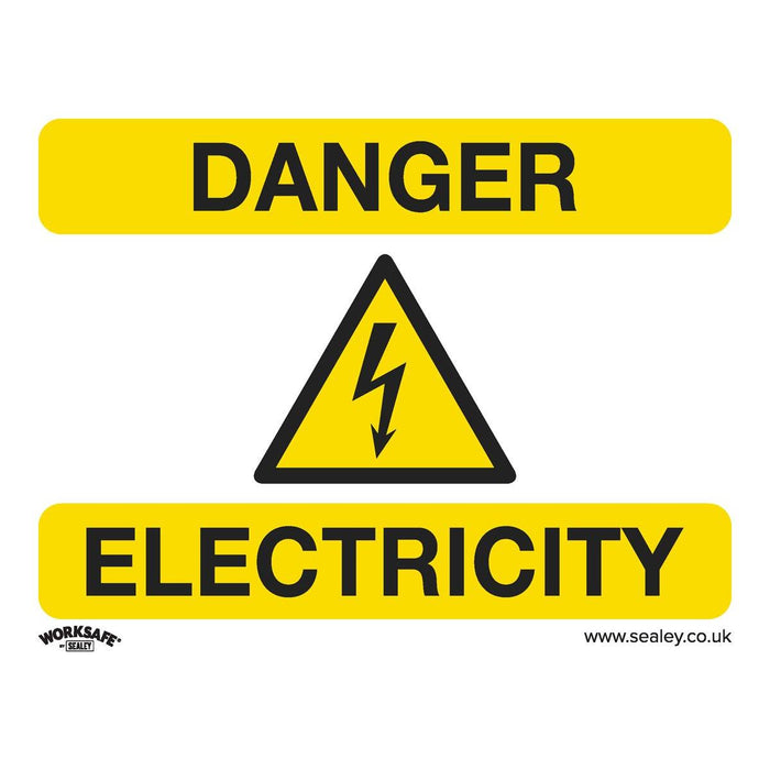 Sealey Warning Safety Sign Danger Electricity Self-Adhesive Vinyl Pack of 10 Sealey - Town Tools 