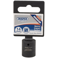 Draper Expert HI-TORQ 6 Point Impact Socket, 1/4" Sq. Dr., 14mm