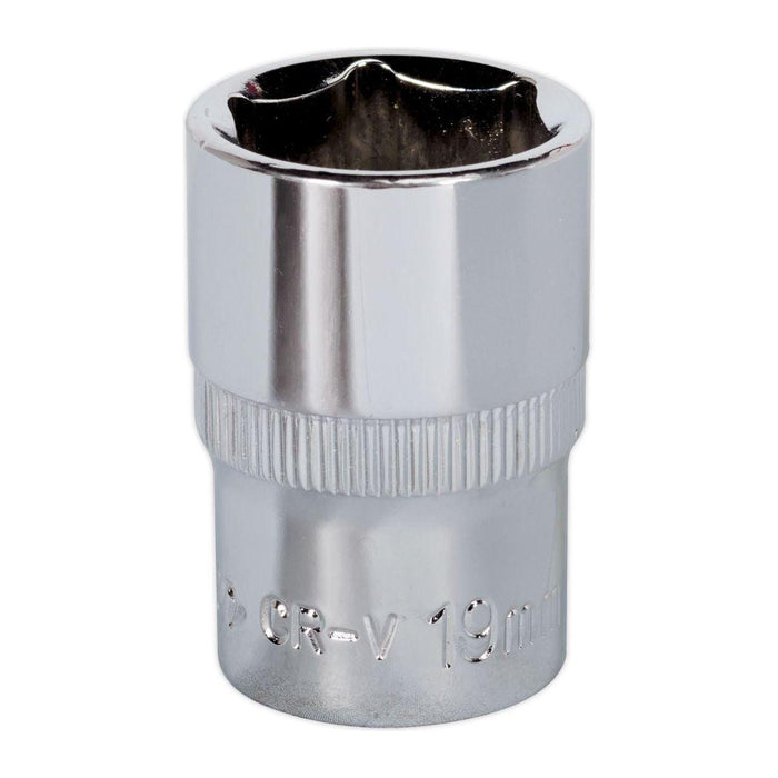 Sealey WallDrive Socket 19mm 1/2"Sq Drive Fully Polished SP1219 Sealey - Town Tools 