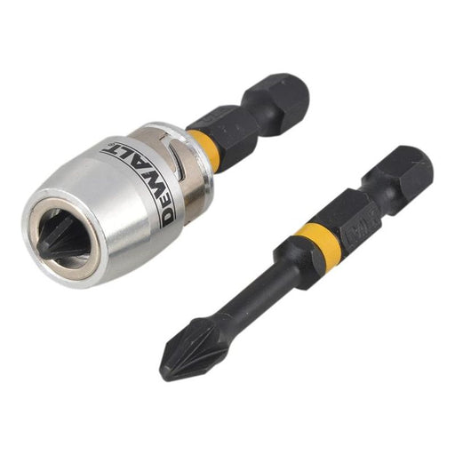 Dewalt Power Tools Impact Torsion Bits PZ2 x 50mm (x2) and Magnetic Screwlock Sleeve DeWALT Power Tools - Town Tools