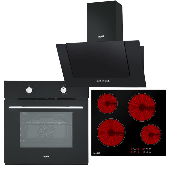 Baridi Integrated Ceramic Hob with 4 Cooking Zones Fan-Assisted Electric Oven