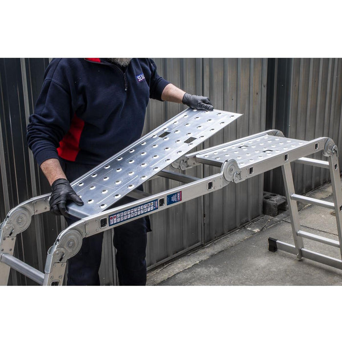 Sealey Folding Platform Ladder 4-Way Aluminium - BS EN 131 AFPL1 Sealey - Town Tools 