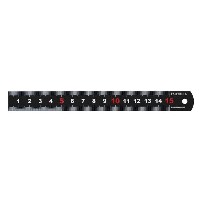 Faithfull Matt Black Stainless Steel Measuring Rule 150mm Faithfull - Town Tools