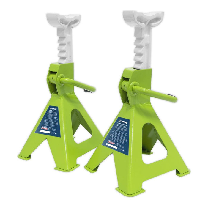 Sealey AXLe Stands (Pair) 2 Tonne Capacity per Stand Ratchet Type Hi-Vis Green