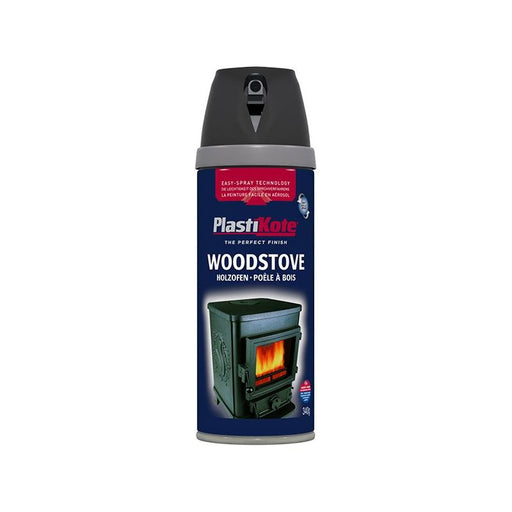 Plastikote Twist & Spray Woodstove Paint Black 400ml PlastiKote - Town Tools