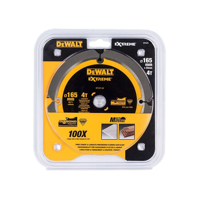 Dewalt Power Tools Extreme PCD Fibre Cement Saw Blade 165 x 20mm x 4T DeWALT Power Tools - Town Tools