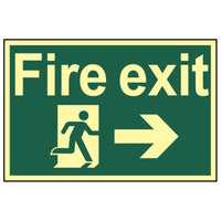 Scan Fire Exit Running Man Arrow Right - Photoluminescent 300 x 200mm