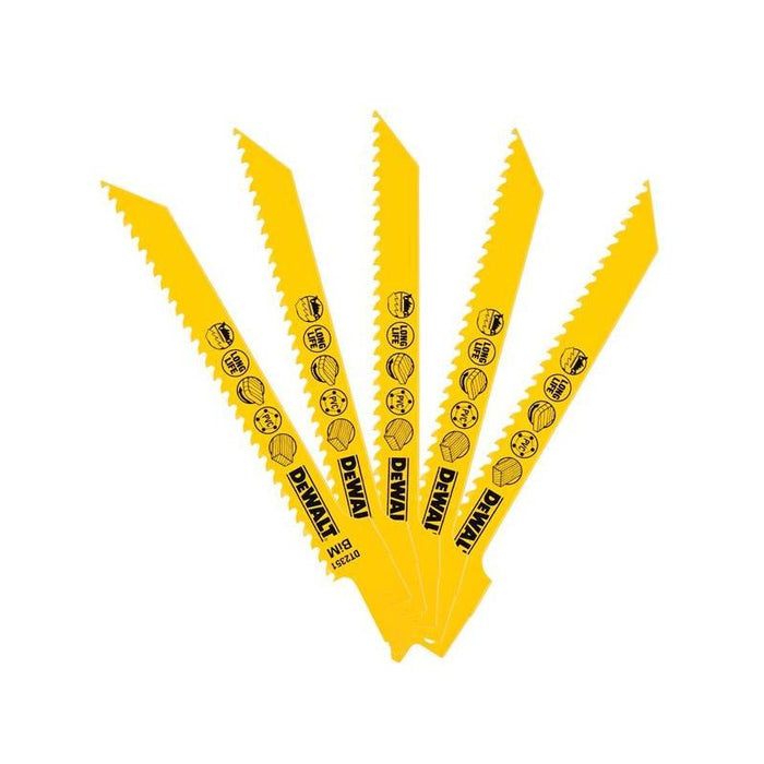 Dewalt Power Tools Bi-Metal Reciprocating Blade for Wood, Fine Fast Cuts 152mm x 6 TPI (Pack 5) DeWALT Power Tools - Town Tools