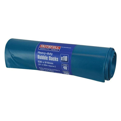 Faithfull Blue Heavy-Duty Rubble Sacks (Roll 10) Faithfull - Town Tools