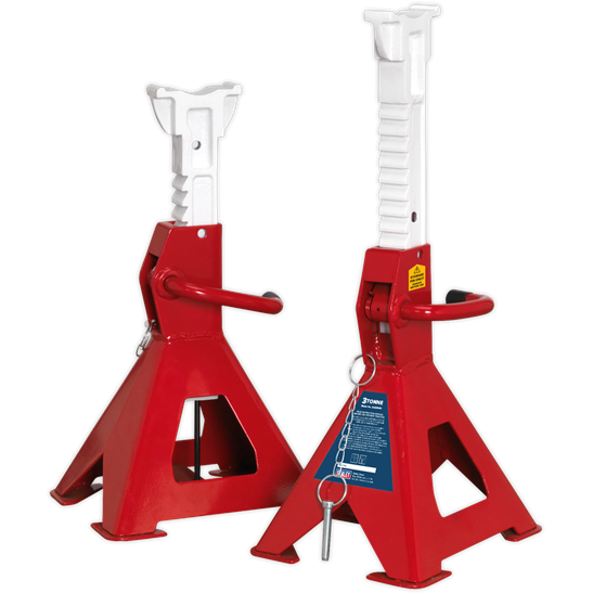 Sealey AXLe Stands (Pair) 3tonne Capacity per Stand Auto Rise Ratchet AAS3000 Sealey - Town Tools 