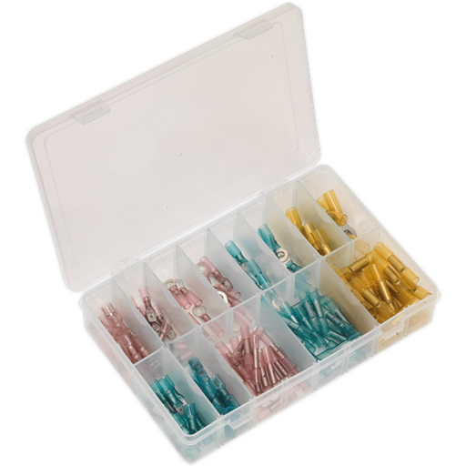 Sealey Adhesive Lined Heat Shrink Terminal Assortment 142pc Blue Red & Yellow Sealey - Town Tools 