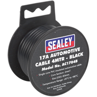 Sealey Automotive Cable Thick Wall 17A 4m Black AC1704B