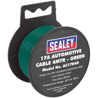 Sealey Automotive Cable Thick Wall 17A 4m Green AC1704G