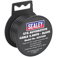 Sealey Automotive Cable Thick Wall 27A 2.5m Black AC2725B