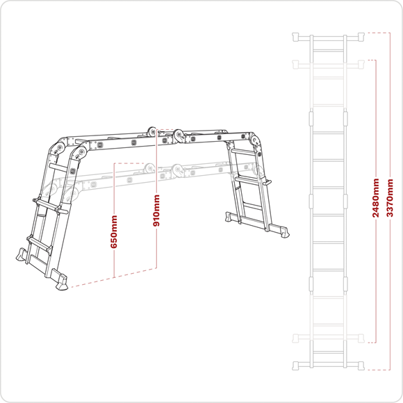 Sealey Aluminium Multipurpose Ladder EN 131 Adjustable Height AFPL2 Sealey - Town Tools 