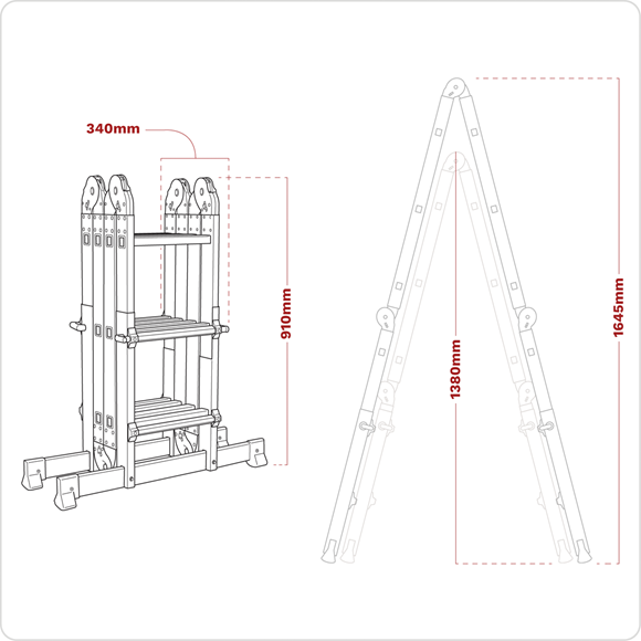 Sealey Aluminium Multipurpose Ladder EN 131 Adjustable Height AFPL2 Sealey - Town Tools 