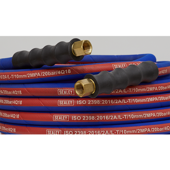 Sealey Air Hose 10m x8mm with 1/4"BSP Unions Extra-Heavy-Duty AH10R Sealey - Town Tools 