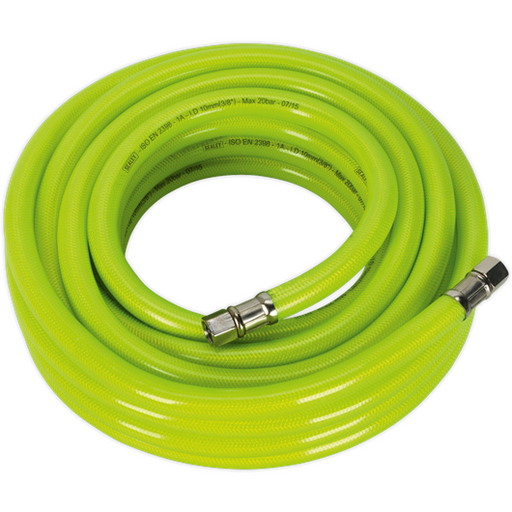 Sealey Air Hose High-Visibility 10m x10mm with 1/4"BSP Unions AHFC1038 Sealey - Town Tools 